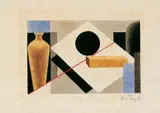 Sándor Bortnyik, Képarchitektúra térformaciók I (Bildarchitektur Raumformation I), Aquarell über Bleistift (Darstellung