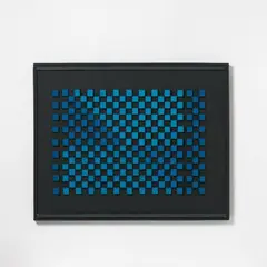 Leo Breuer, Relief cinétique, virtuel bleu, Holzrelief, farbig gefaßt