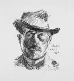 Lovis Corinth, Selbstbildnis mit Hut, Original-Lithographie auf Bütten