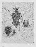 Max Ernst, Lewis Carroll. The Hunting of the Snark / Die Jagd nach dem Schnark, Mit 12 Original-Lithographien (davon 11 farbig) und 10 als Negativ gedruckten Lithographien nach den gleichen Vorlagen. Auf Doppelbogen Arches-Velin. Im Druckvermerk signiert. Mit einer Separatfolge der 12 Lithographien auf gelblichem Japon nacré, einzeln signiert. Exemplar e.a. außerhalb der Auflage von 130 Exemplaren des Buches bzw. 33 Vorzugsexemplaren der Separatfolge. Lose Doppelbogen bzw. Bogen jeweils in Leinenumschlag, zusammen in Leinenschuber (mit geringfügigen Gebrauchsspuren)