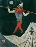 Richard Floethe, Seiltänzer (aus dem Zyklus: Narren und Gaukler), Öl auf Malkarton