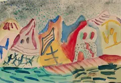 Werner Gilles, Herbstliches Ischia. Ischialandschaft, Beidseitig bemaltes Aquarell auf Velin
