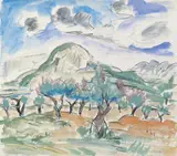 Provence by Erich Heckel, Aquarell und schwarze Kreide auf Büttenpapier, sold Jun 2005