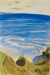 Strandlandschaft by Erich Heckel, Gouache auf dünnem Papier, auf handgeschöpftes Velin aufgezogen, sold Jun 2005