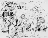 Frauen by Erich Heckel, Tuschpinselzeichnung auf handgeschöpftem chamoisfarbenen Büttenpapier, sold Jun 2005