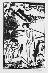 Am Strand by Erich Heckel, Original-Holzschnitt auf Velin, sold Jun 2005