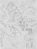 Spaziergänger im Park by Ernst Ludwig Kirchner, Bleistiftzeichnung auf dünnem chamoisfarbenen Papier, sold Jun 2005
