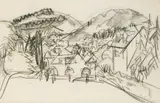 Tennisplatz Königstein by Ernst Ludwig Kirchner, Kohle und farbige Kreiden auf festem chamoisfarbenen Büttenkarton, sold Jun 2005