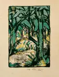 Otto Mueller, Waldlandschaft, Original-Farblithographie auf Velin