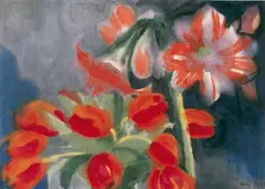 Emil Nolde, Amaryllis und Tulpen, Aquarell