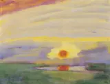 Emil Nolde, Abendsonne über Marschlandschaft, Aquarell auf Japanpapier