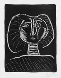 Pablo Picasso, Tête de Femme fond noir, Original-Lithographie auf Velin