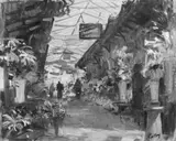 Henri Jean Pontoy, Marché aux fleurs, Öl auf Leinwand