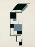 Peter Röhl, Stijl, Tuschezeichnung und Gouache auf glattem chamoisfarbenen Velin