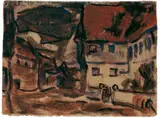 Christian Rohlfs, Straße in Soest, Gouache auf braunem, faserhaltigem Karton