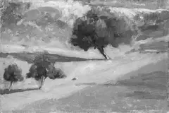 Hermann Struck, Baumlandschaft, Öl auf Karton