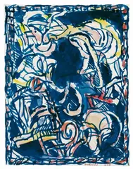 Longtemps après by Pierre Alechinsky, Acryl auf elfenbeinfarbenem Halbkarton auf Leinwand aufgezogen, sold Jun 2005