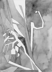 André Beaudin, Branches et brindilles, Aquarell und Bleistift auf leicht genarbtem elfenbeinfarbenen Velin mit Wasserzeichen "LLF"