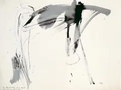 Ohne Titel by Peter Brüning, Tuschpinsel und -feder auf chamoisfarbenem, leicht genarbten Velin, sold Jun 2005
