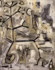 Ohne Titel by Werner Büttner, Öl auf Nessel, sold Jun 2005