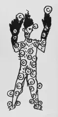 Copyrightman by Walter Dahn, Siebdruck auf bräunlichem Packpapier, sold Jun 2005