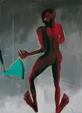 Mann und Axt (Rot Grün) by Rainer Fetting, Öl auf Leinwand, sold Jun 2005