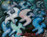 Reichssache by Jörg Immendorff, Öl auf Leinwand, sold Jun 2005