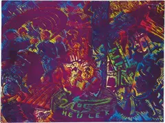 Heuler by Jörg Immendorff, Original-Farblinolschnitt auf Leinwand, sold Jun 2005