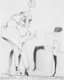 Sie muss wohl glaub ich in den Schulkindergarten by Horst Janssen, Blei- und Farbstift auf chamoisfarbenem Papier, sold Jun 2005