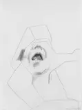 Maria Lassnig, Ohne Titel, Bleistift auf chamoisfarbenem Velin