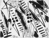 Ernst Wilhelm Nay, Ohne Titel, Tuschpinsel auf chamoisfarbenem Bütten
