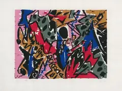Ernst Wilhelm Nay, Farbholzschnitt 1952 - 1, 2, 3 und 4, Folge von 4 Original-Farbholzschnitten von 6 bzw. 7 Stöcken auf leicht genarbtem Velin ca