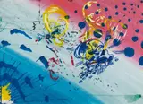 Sigmar Polke, Ohne Titel, Acryl, Gouache, Sprayfarbe und Bleistift auf elfenbeinfarbenem Malkarton