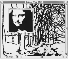 George Pusenkoff, Mona Lisa im weissen Wald, Acryl auf Leinwand