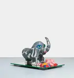 Elephant by Niki de Saint Phalle, Acryl und Silberbronze über Polyesterskulptur, auf Spiegelplatte montiert, sold Jun 2005