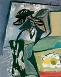 Emil Schumacher, Ohne Titel (Blumenstilleben), Gouache und Tusche auf Papier