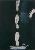 Antoni Tàpies, Empreintes de Pas, Grobkörniger weißer Sand collagiert über Öl und Kreide auf leicht genarbtem Halbkarton, auf Leinwand aufgezogen