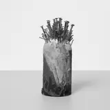 Nagelbaum by Günther Uecker, Nagelung und Asche über Holz, Höhe 18,5 cm, Durchmesser 6,8 cm, sold Jun 2005