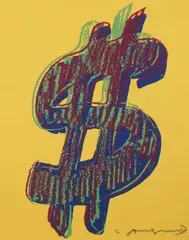 $ (1) by Andy Warhol, Farbserigraphie auf Lenox-Museum-Karton, sold Jun 2005