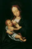 Nachfolge Joos van Cleve, MADONNA LACTANS., Öl auf Holz (parkettiert)