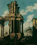 Umkreis Giovanni Ghisolfi, RUINENCAPRICCIO., Öl auf Leinwand (doubliert)