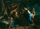 zugeschrieben Anton Kern, JUDITH WIRD DEM FELDHERRN HOLOFERNES PRÄSENTIERT., Öl auf Leinwand (doubliert)