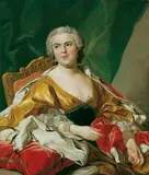 Werkstatt Louis Michel van Loo, BILDNIS DER LOUISE ELISABETH DE BOURBON, HERZOGIN VON PARMA (1727-1759)., Öl auf Leinwand, auf Spanplatte aufgezogen
