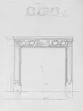 Johann Gottfried Schadow, ENTWURF FÜR EINE KAMINUMRAHMUNG., Bleistift und Feder in Sepia auf Papier