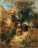 Anton Burger, VOR DER ÄPPELWOI-WIRTSCHAFT., Öl auf Leinwand