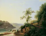 FLUSSLANDSCHAFT. by Umkreis Barend Cornelis Koekkoek, Öl auf Holz, sold May 2005