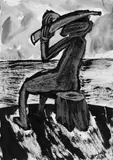 Ina Barfuss, Ohne Titel, 2 Arbeiten. Gouache und Tusche auf Zeichenpapier je