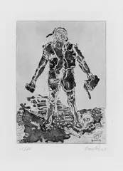 Rebell by Georg Baselitz, Original-Radierung (Ätzung, Kaltnadel und Aquatinta) auf gelblichem Velin, sold Dec 2004