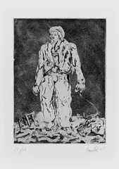 Georg Baselitz, Der Hirte, Original-Radierung (Ätzung, Kaltnadel und Aquatinta) auf gelblichem Velin