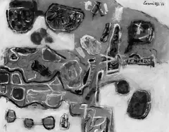 Ohne Titel by Guillaume Cornelis van Beverloo, Gouache auf chamoisfarbenem Halbkarton, sold Dec 2004